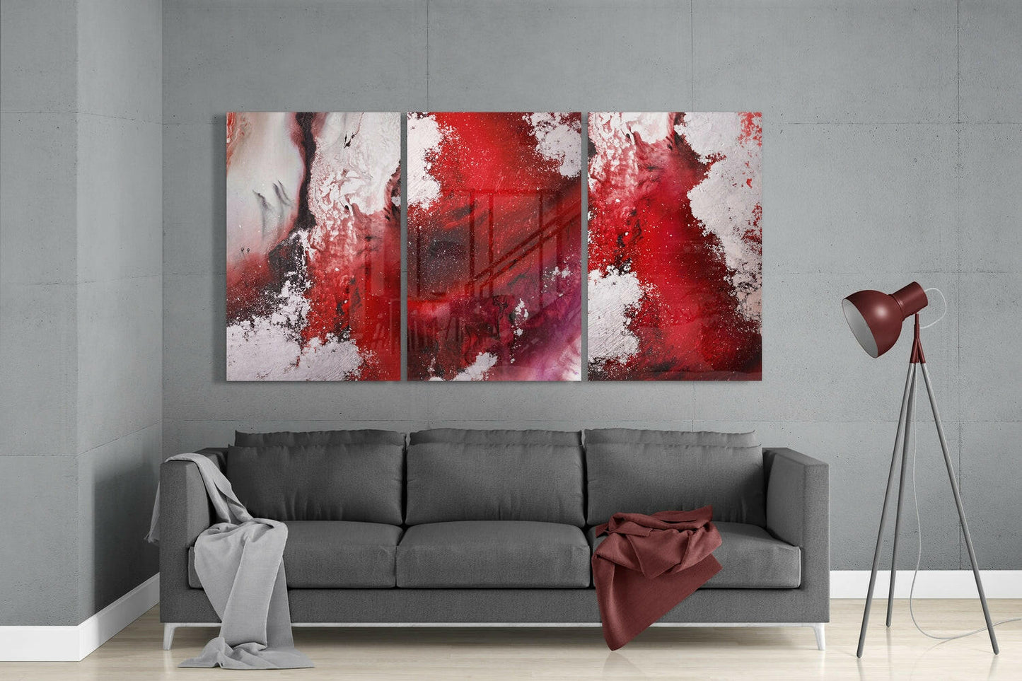 Abstract Red Glass Wall Art