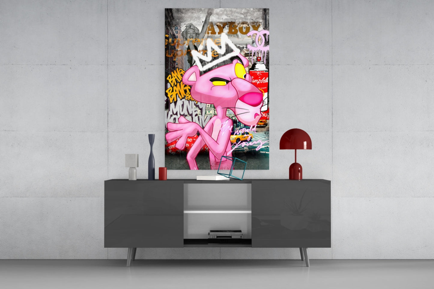 The Pink Panther's City States(Glass Wall Art)