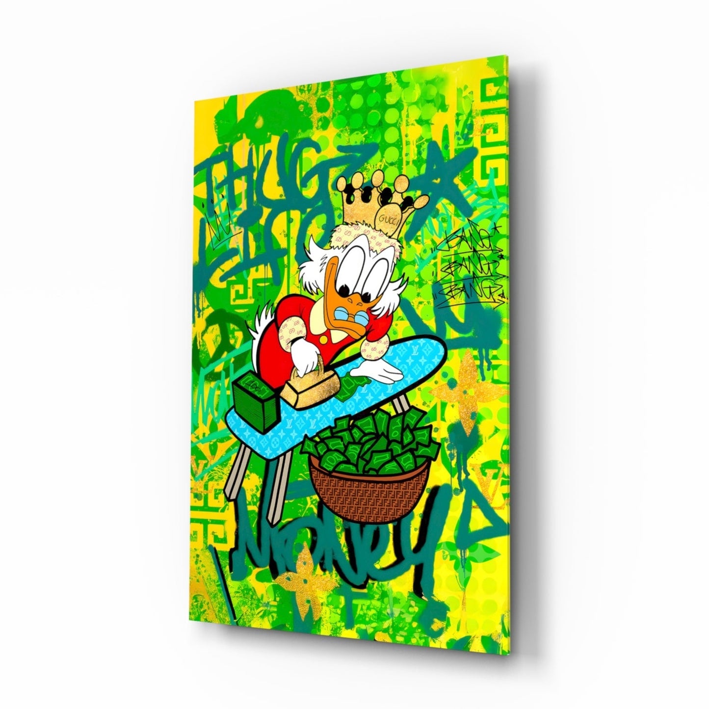Scrooge McDuck: The Golden Throne Glass Wall Art || Designer Collection