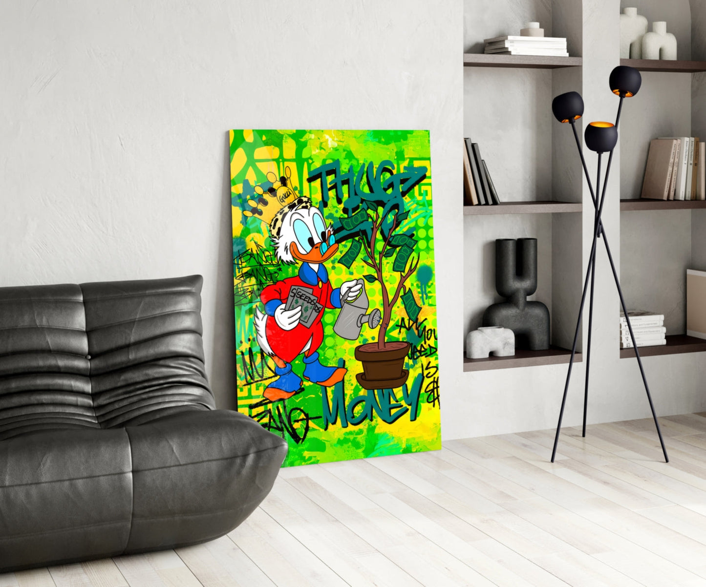 Scrooge McDuck: The Golden Throne Glass Wall Art || Designer Collection