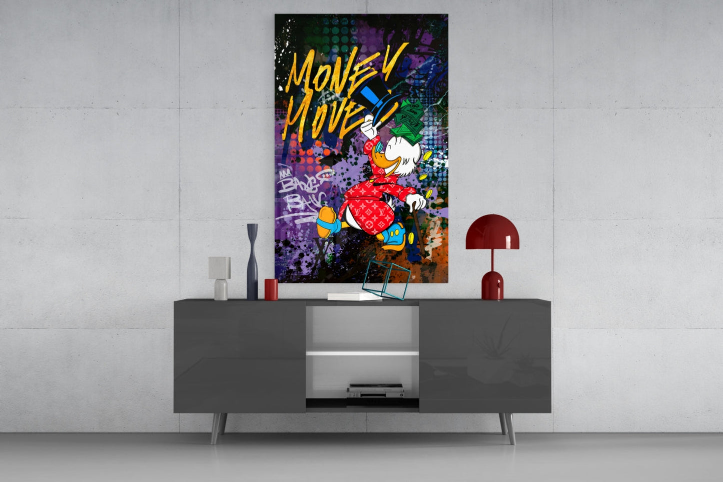 MONEY MOVE: Luxury Duck Glass Wall Art || Designer Collection