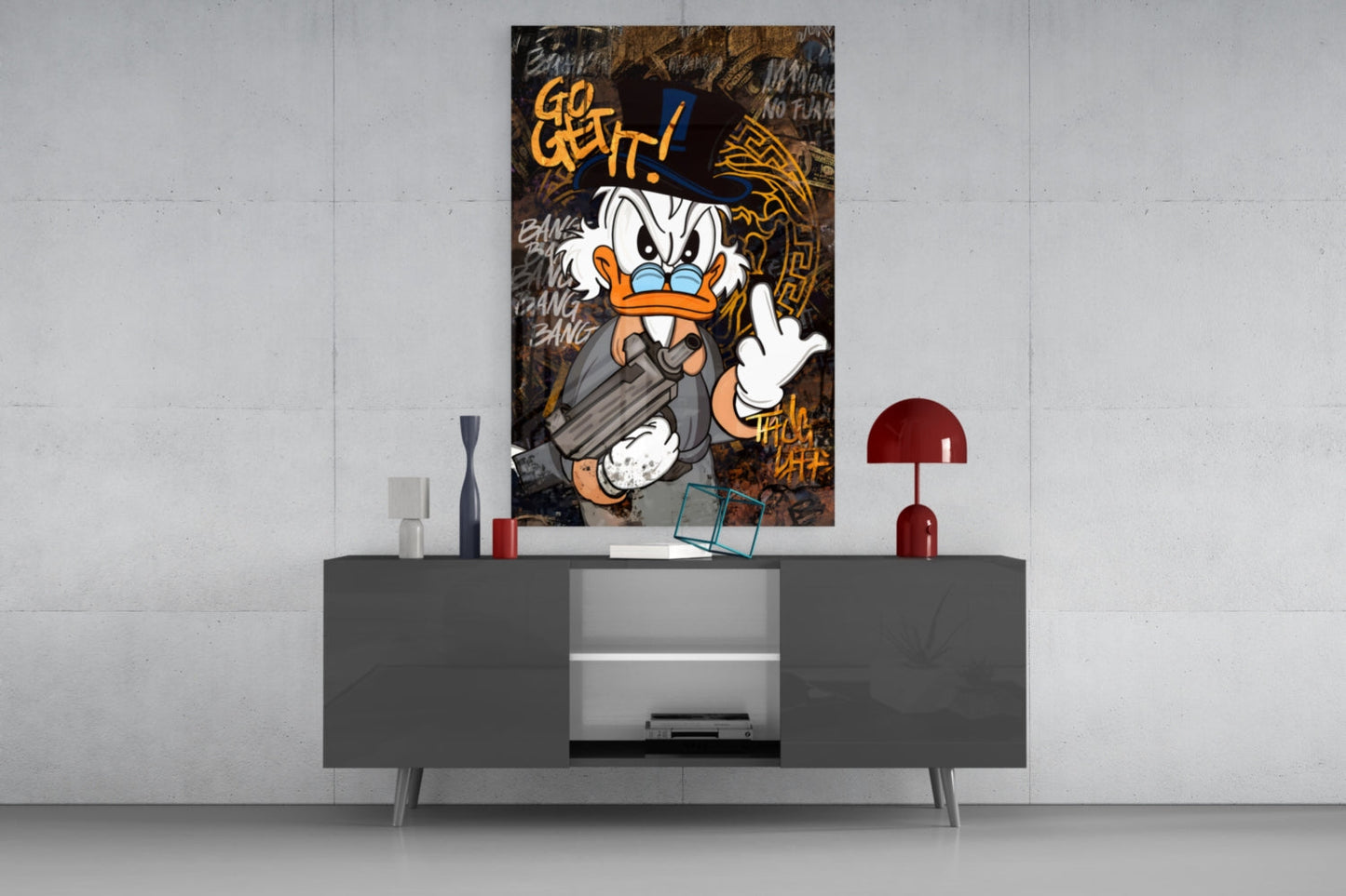The Rebel Face of Scrooge Glass Wall Art || Designer Collection