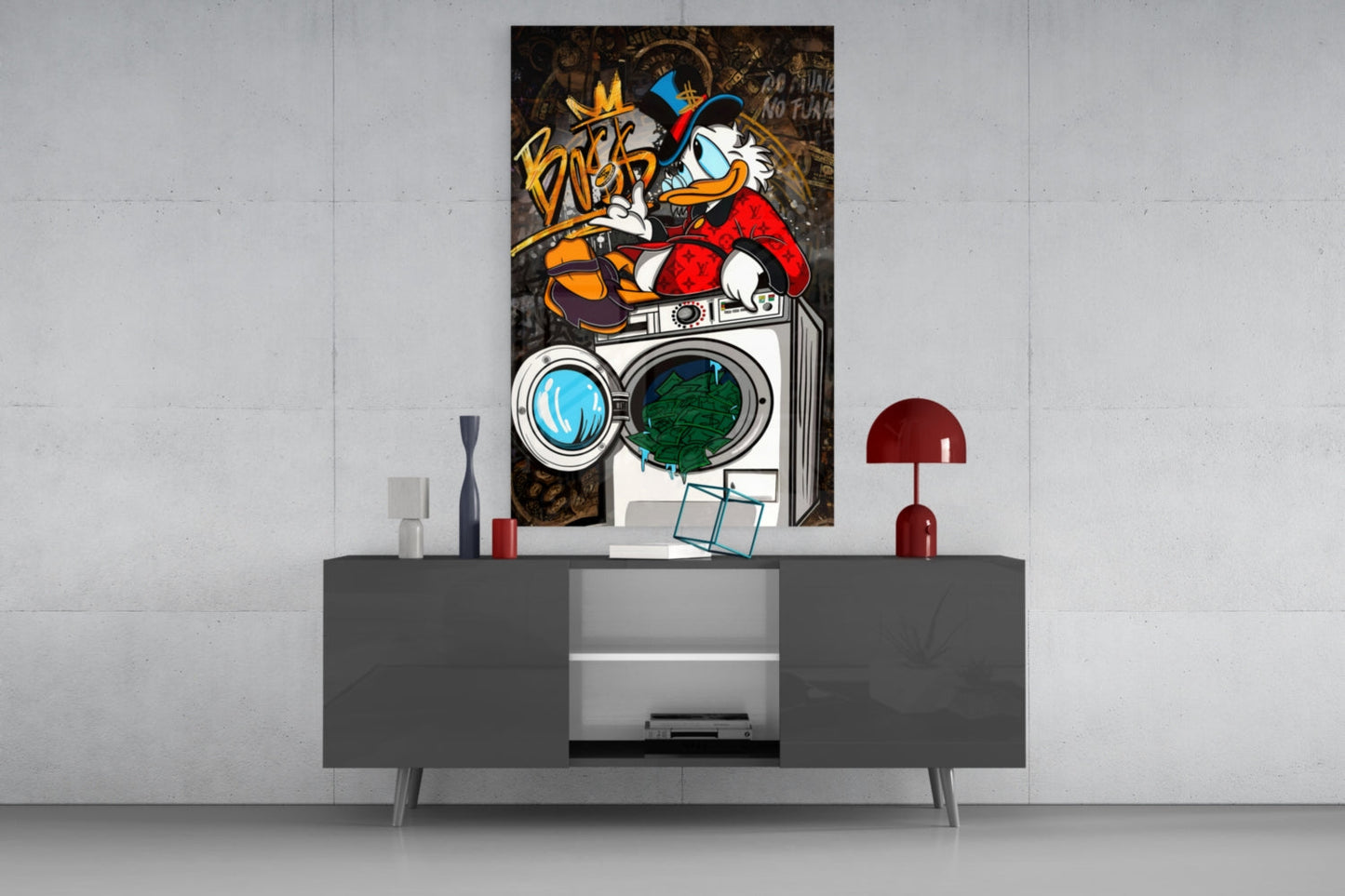 Scrooge's Money Laundering (Glass Wall Art)