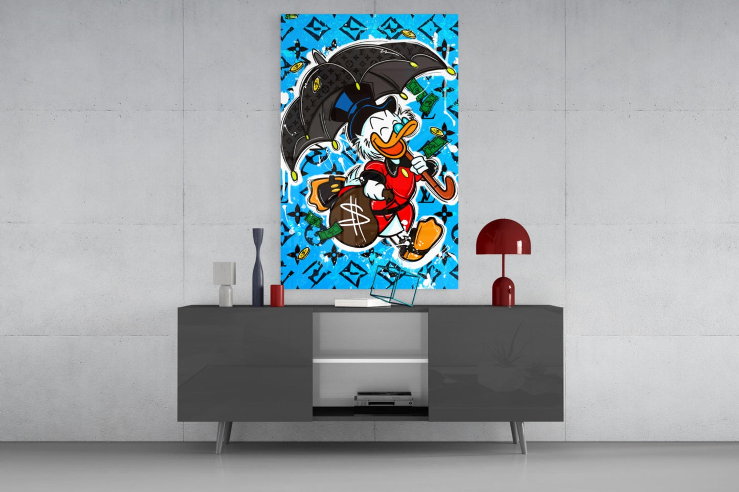 Scrooge's Money Rain (Glass Wall Art)