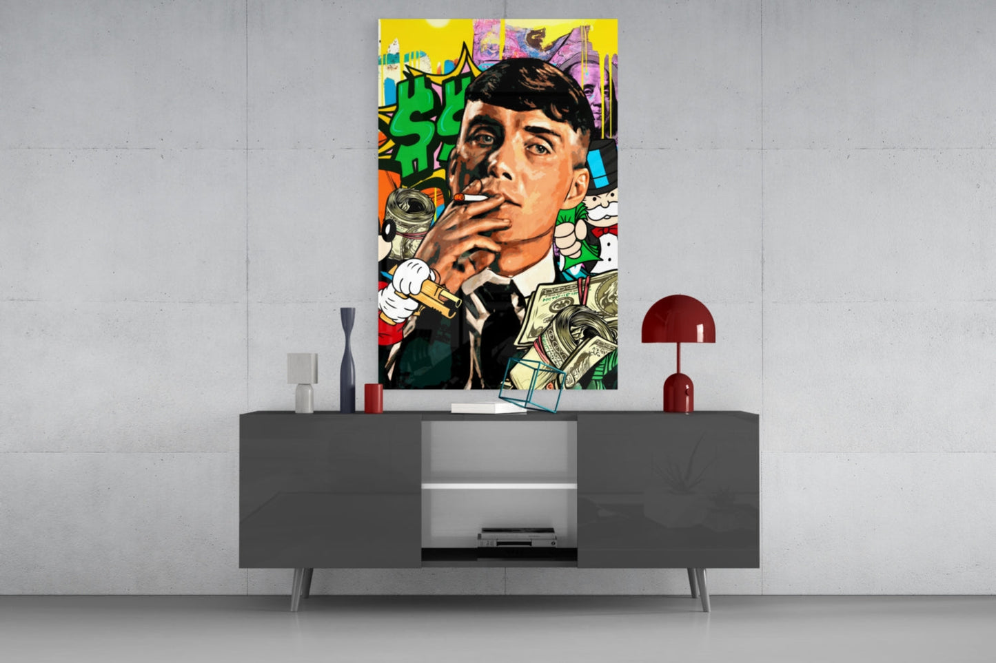 Tommy Shelby Money and Power Glass Wall Art || Designer Collection