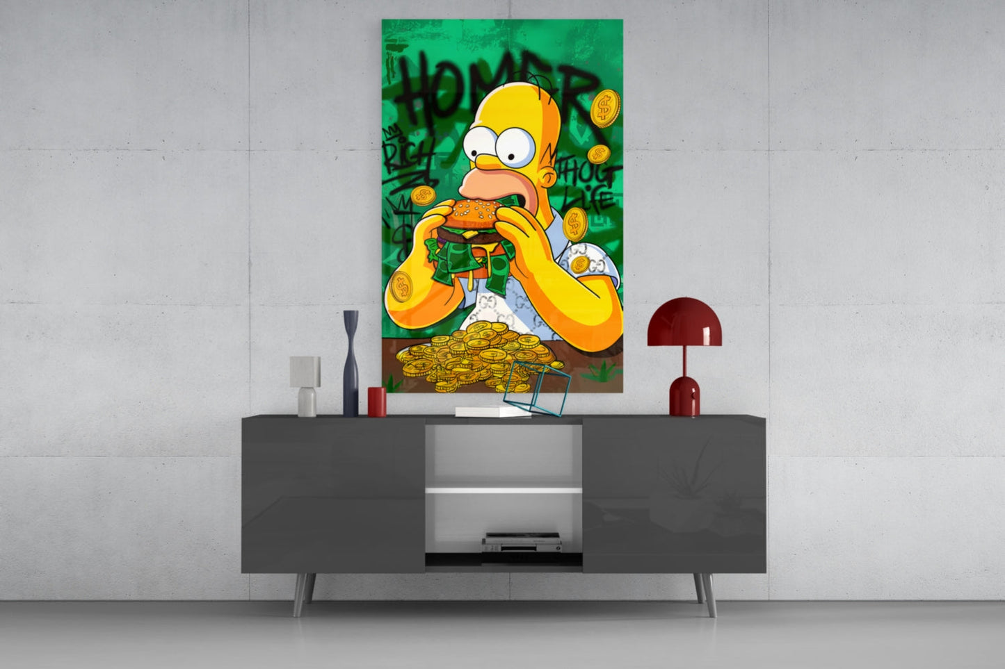 Homer The Taste of Greed (Glass Wall Art)