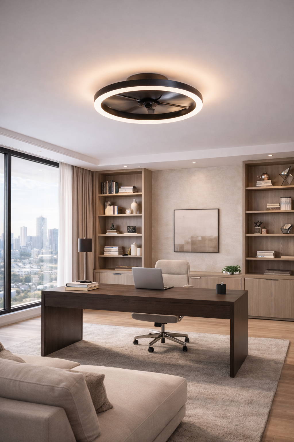 Low Profile Ceiling Fan With Remote For Bedroom Lighting