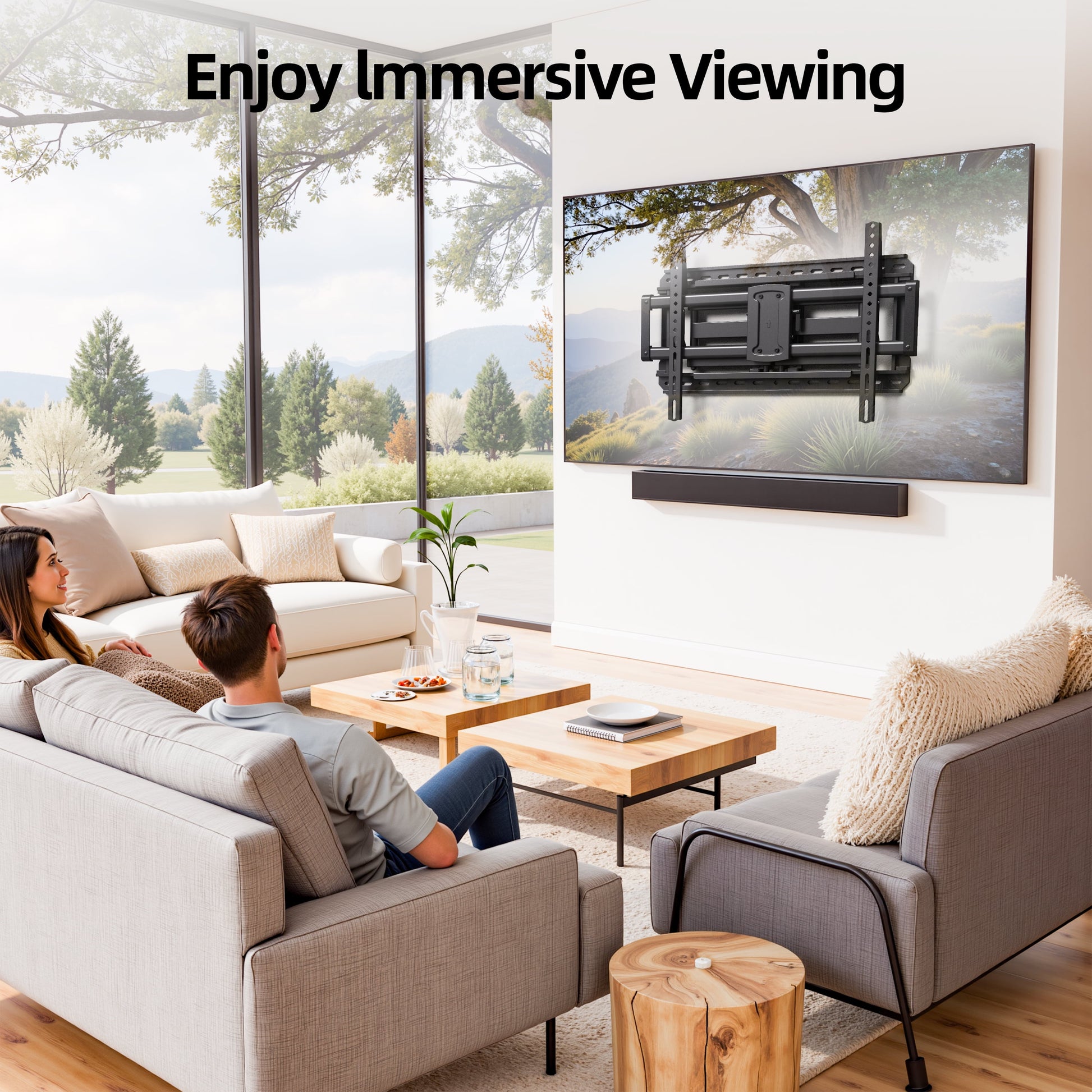 Full Motion TV Wall Mount for 37-95" Screens, Pre-Assembled with Swivel & Tilt, Max VESA 600X400Mm, 150 Lbs Capacity, Fits 24" Wood Studs