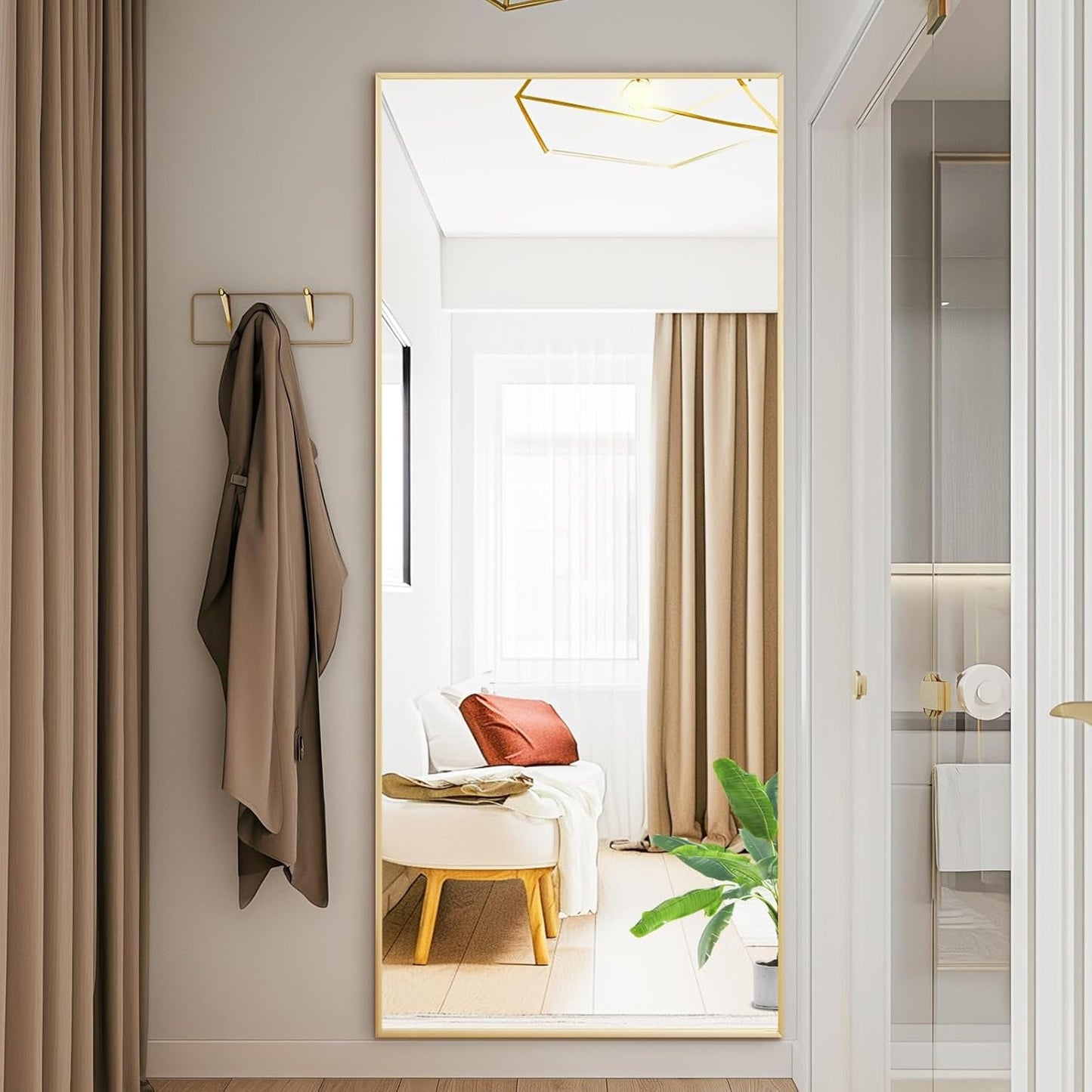 Full Length Mirror With Stand Gold Modern Frame