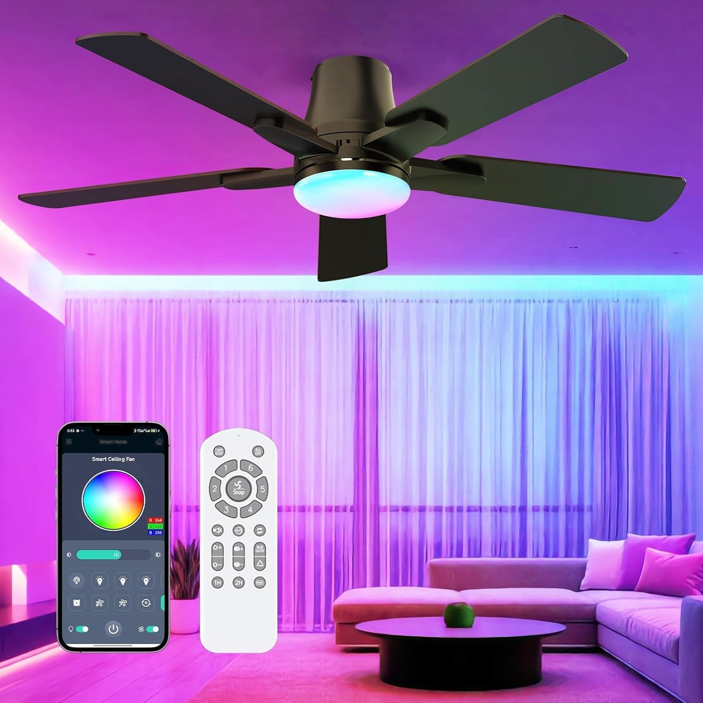 RGB Ceiling Fan Light (42")
