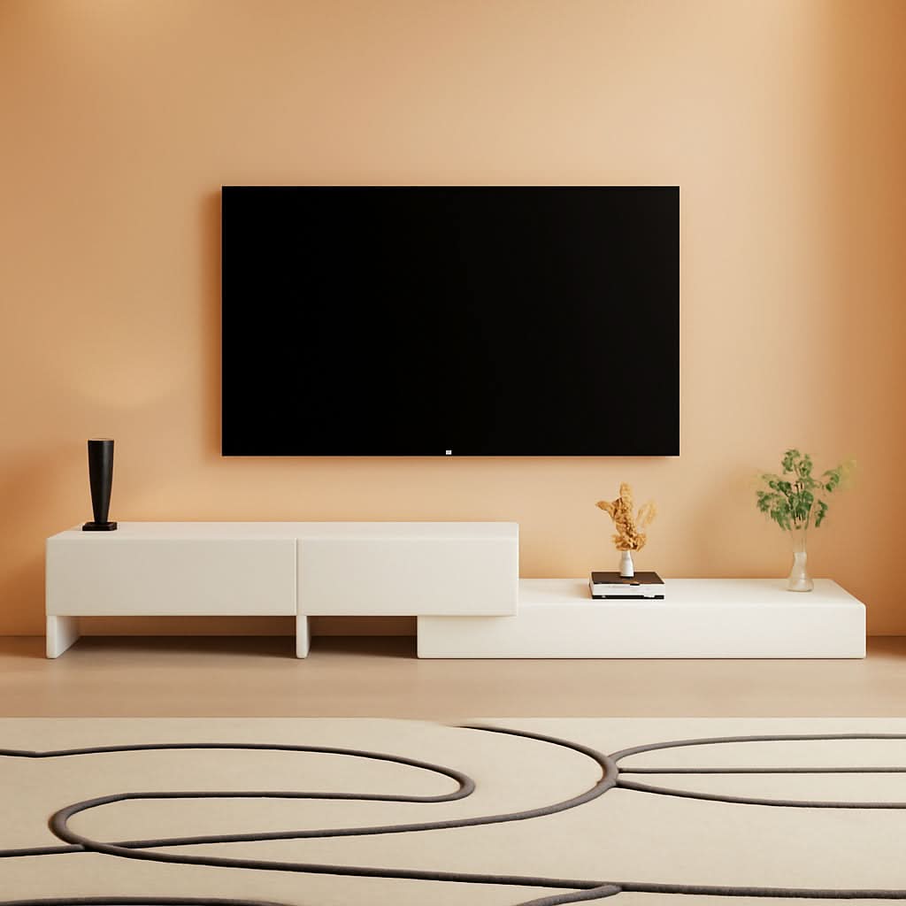 Solid Wood TV Console Adjustable Length Entertainment (71"-122")