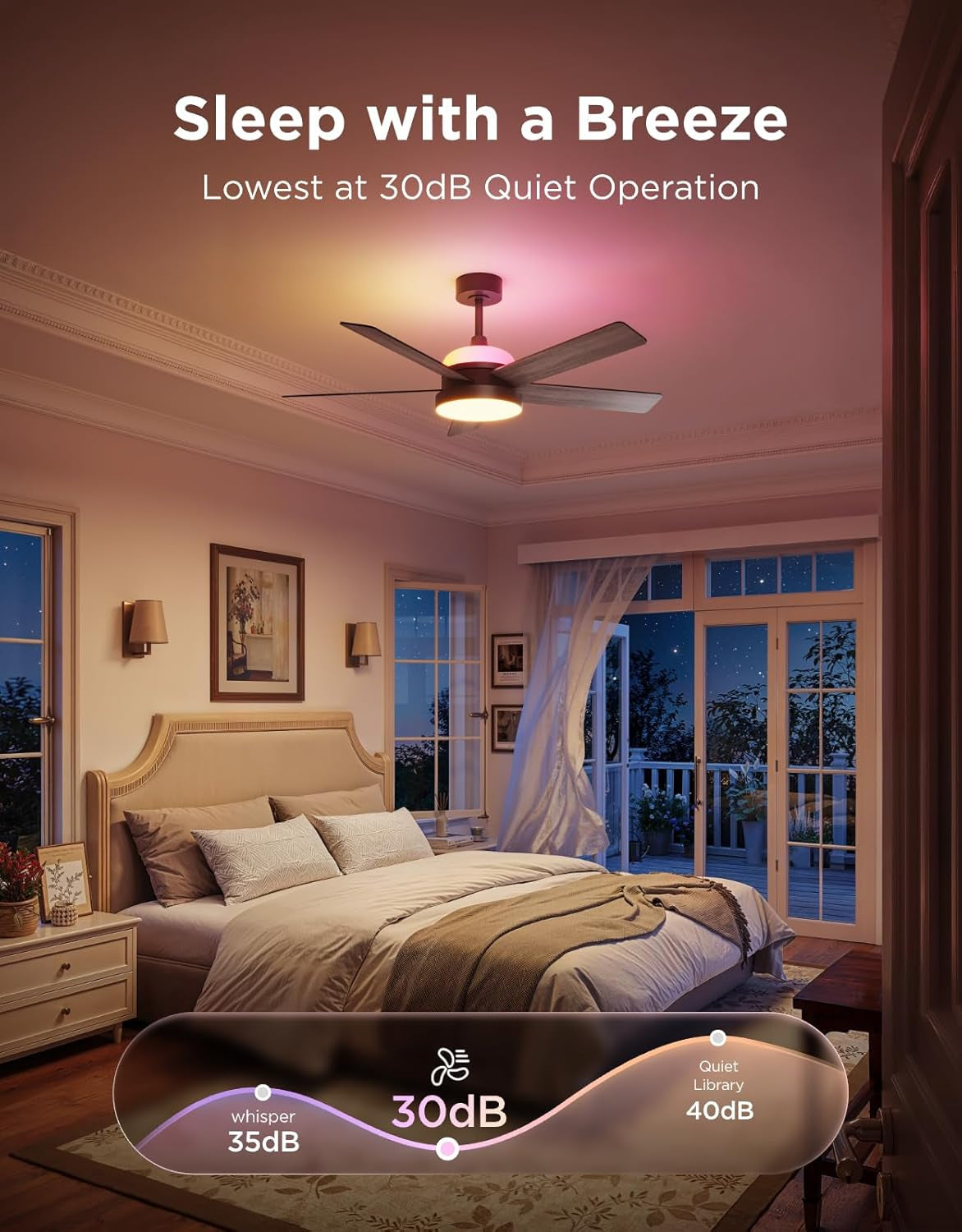 Morden RGB Black Ceiling Fan (52")