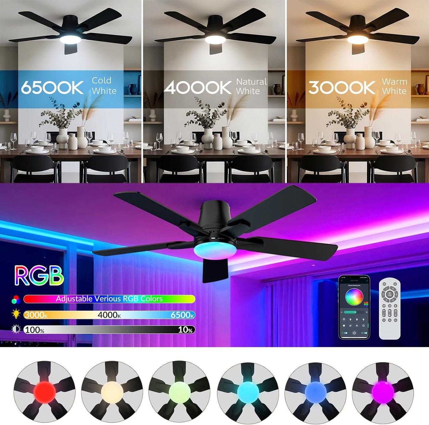 RGB Ceiling Fan Light (42")