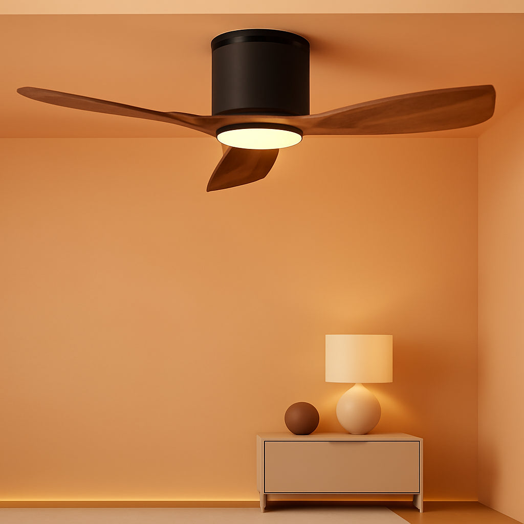 52 Inch Walnut Energy Efficient Ceiling Fan With LED-0