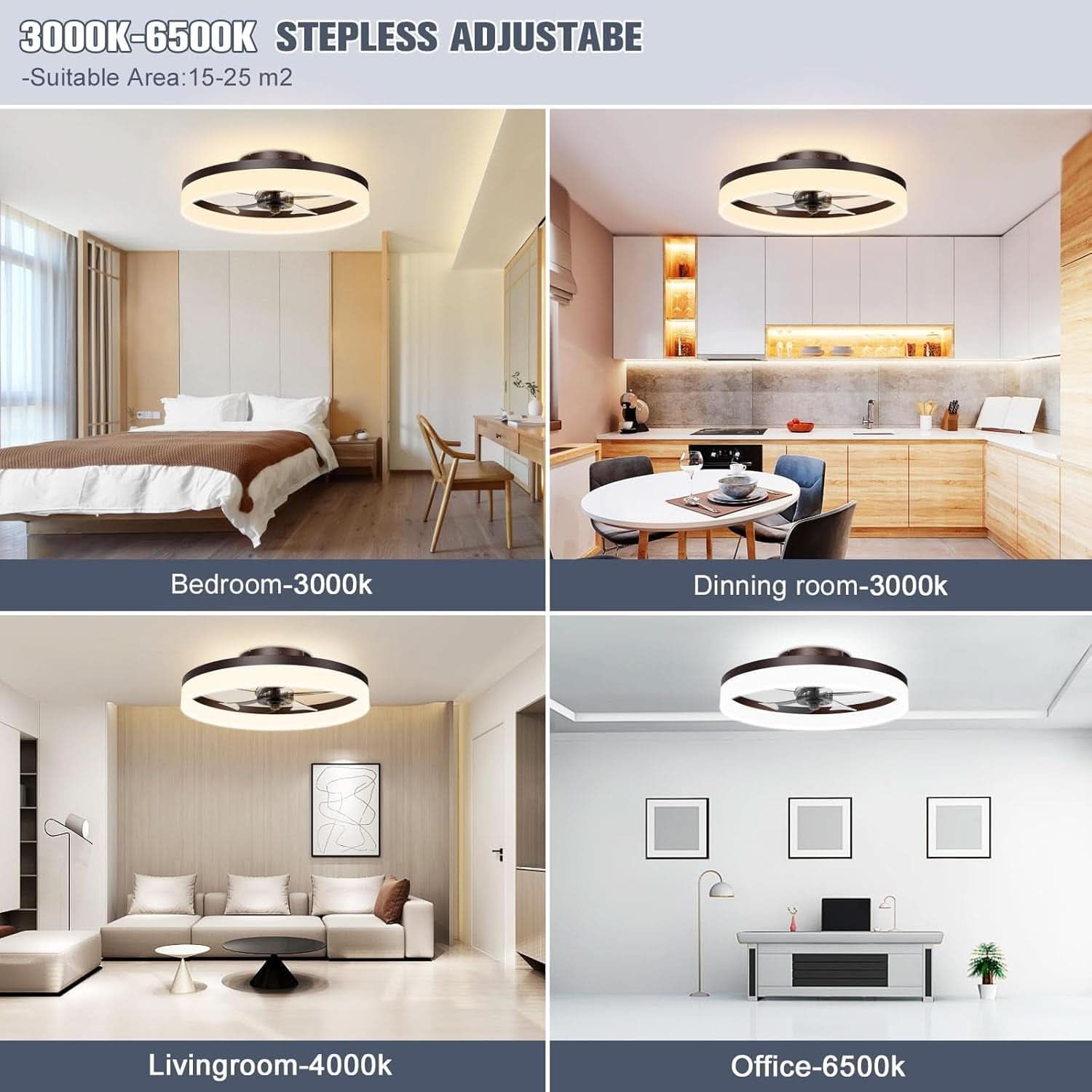 Smart Bladeless Ceiling Fan With Remote And LED Lights-2