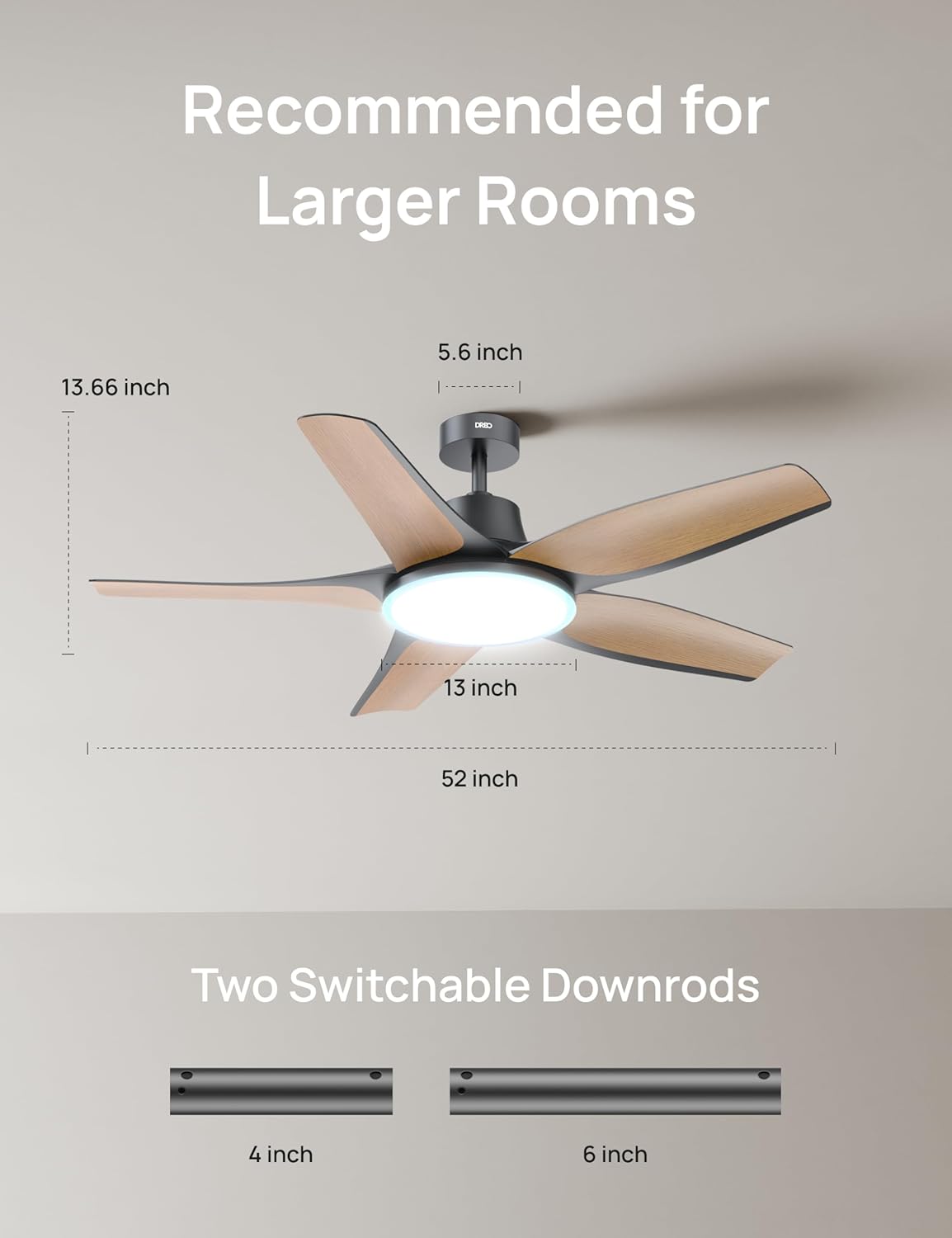 Transform Your Space with the Smart 52'' Low Profile Ceiling Fan - Alexa/App Controlled, Dimmable RGB Lighting for Ultimate Comfort and Style