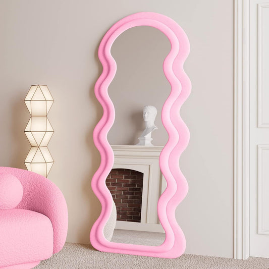 Full Length Pink Flannel Wrapped Floor Mirror (63x24)