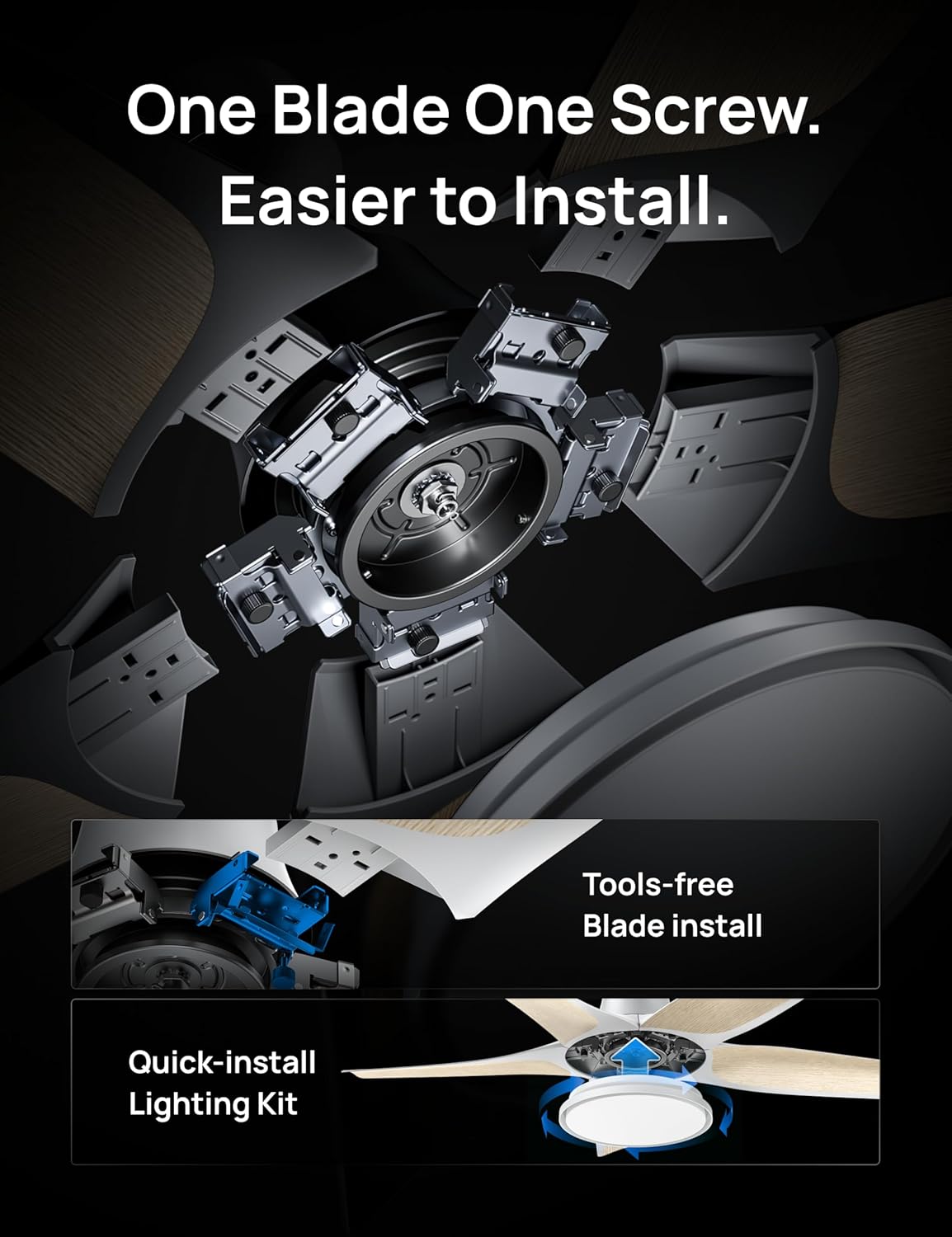 Transform Your Space with the Smart 52" Ceiling Fan - Alexa & App Controlled, Dimmable Lighting, RGB Ambiance for Every Room