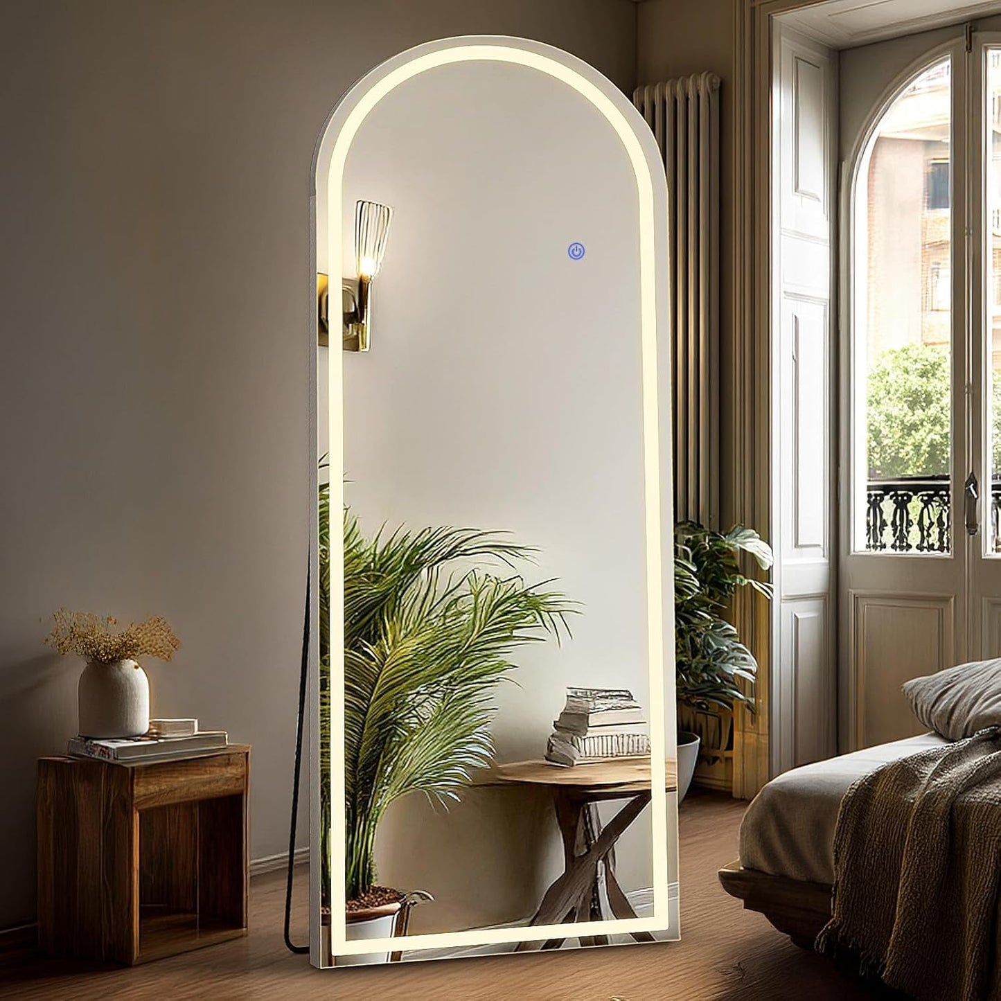 Arched Full Length Freestanding Mirror LED 20x63 Inches