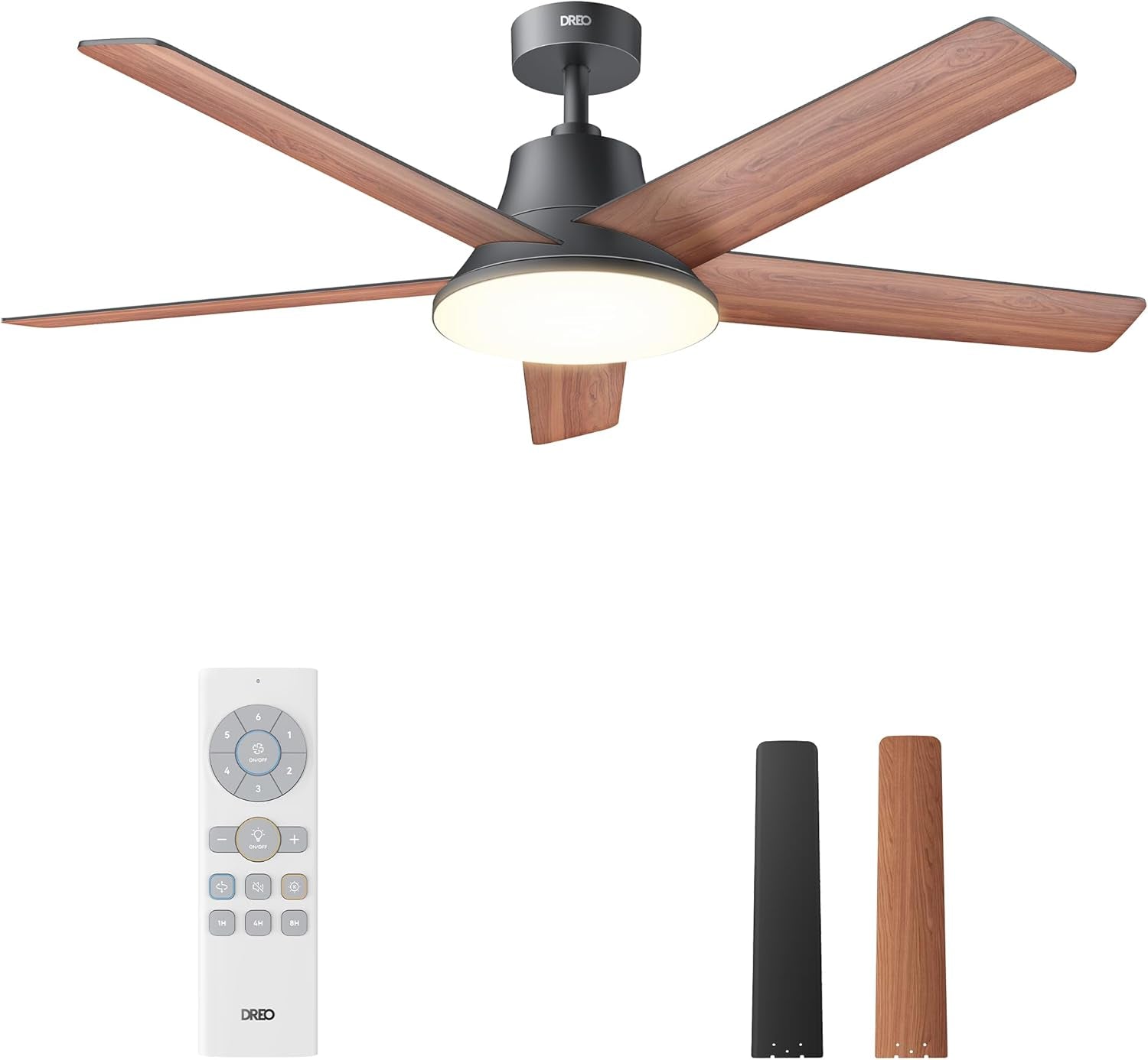 52 Inch Ceiling Fan With Dimmable LED Lights Remote-0