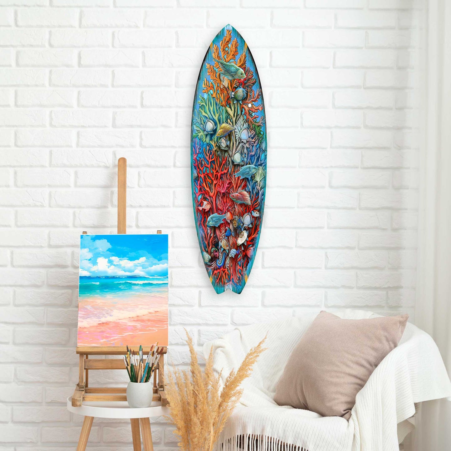 Surfboard Coastal Wall Art - Underwater Life Wall Art by G. DeBrekht - Coastal Holiday Decor - 8490135HS-3
