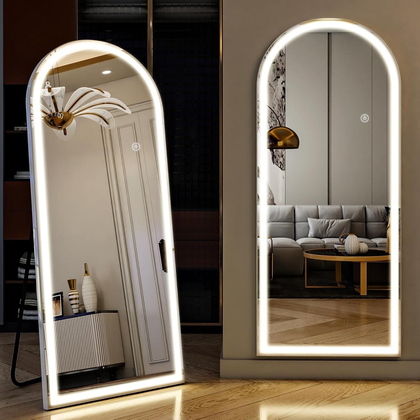 65Inch LED Arched Full Length Mirror Dimmable Lights