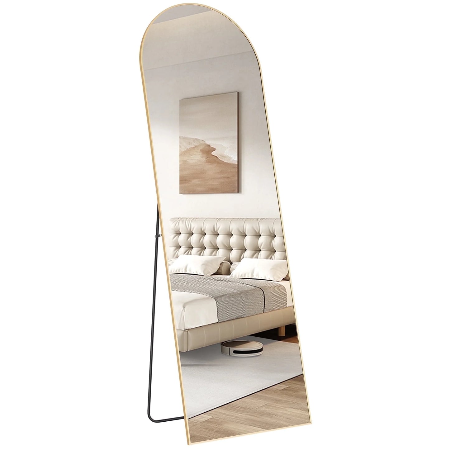 64"X21" Arched Full Length Mirror, Full Body Standing Mirror Floor Mirrors, Gold