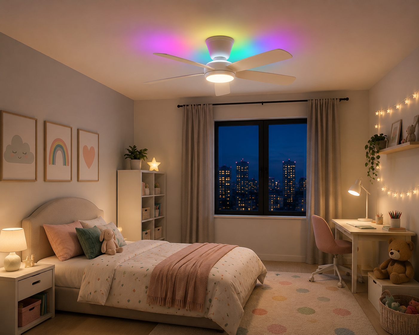 White: RGB Ceiling Fan Dimmable LED (52")