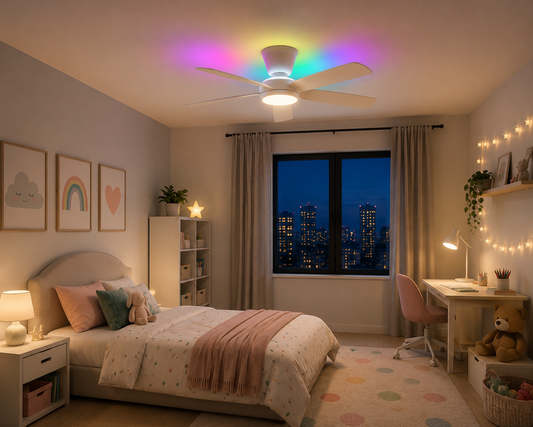 White: RGB Ceiling Fan Dimmable LED (52")