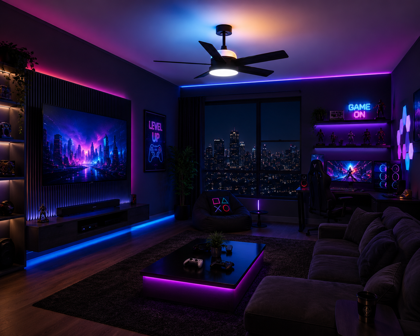 Morden RGB Black Ceiling Fan (52")