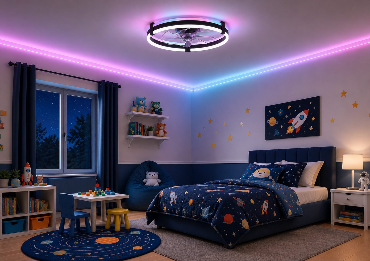 Twenty Inch RGB Ceiling Fan With Remote Dimmable LED