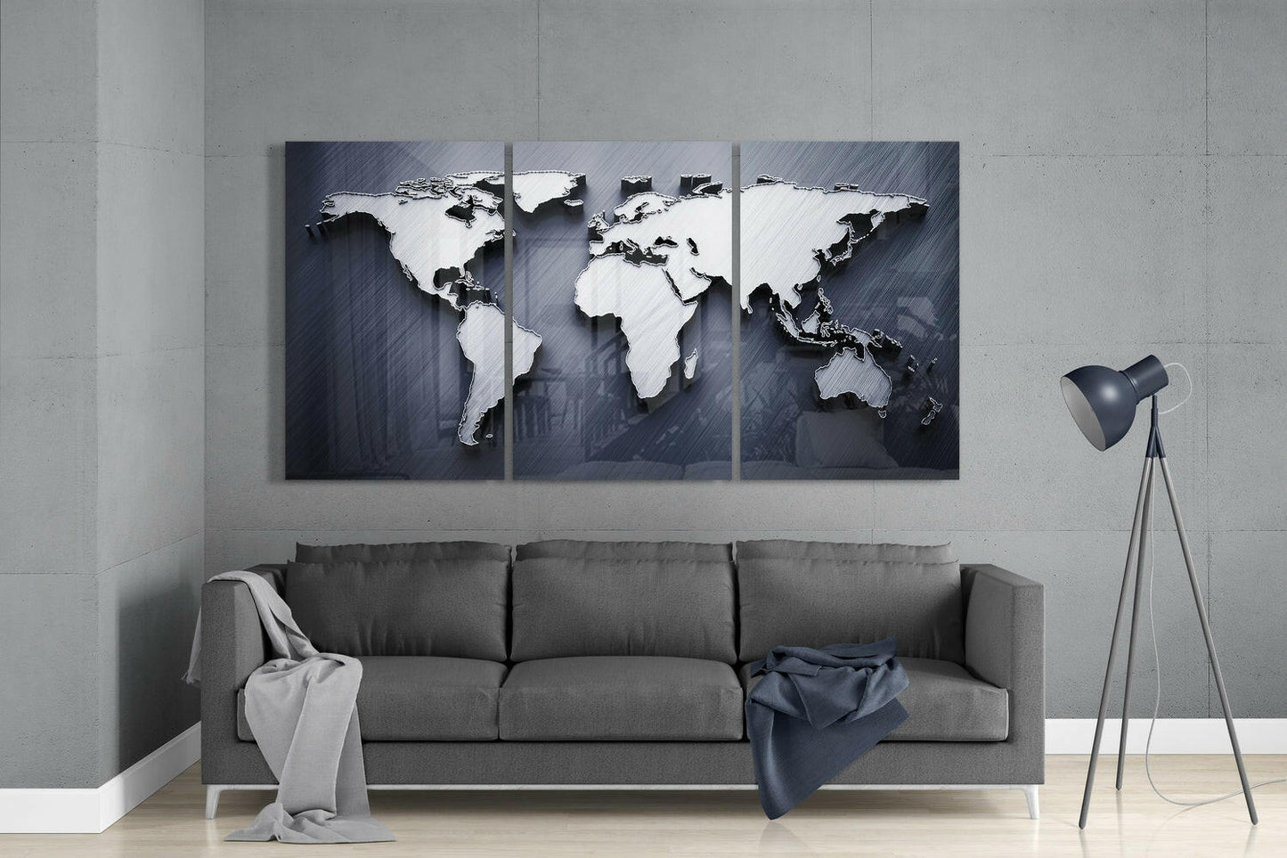 World Map (Glass Wall Art)