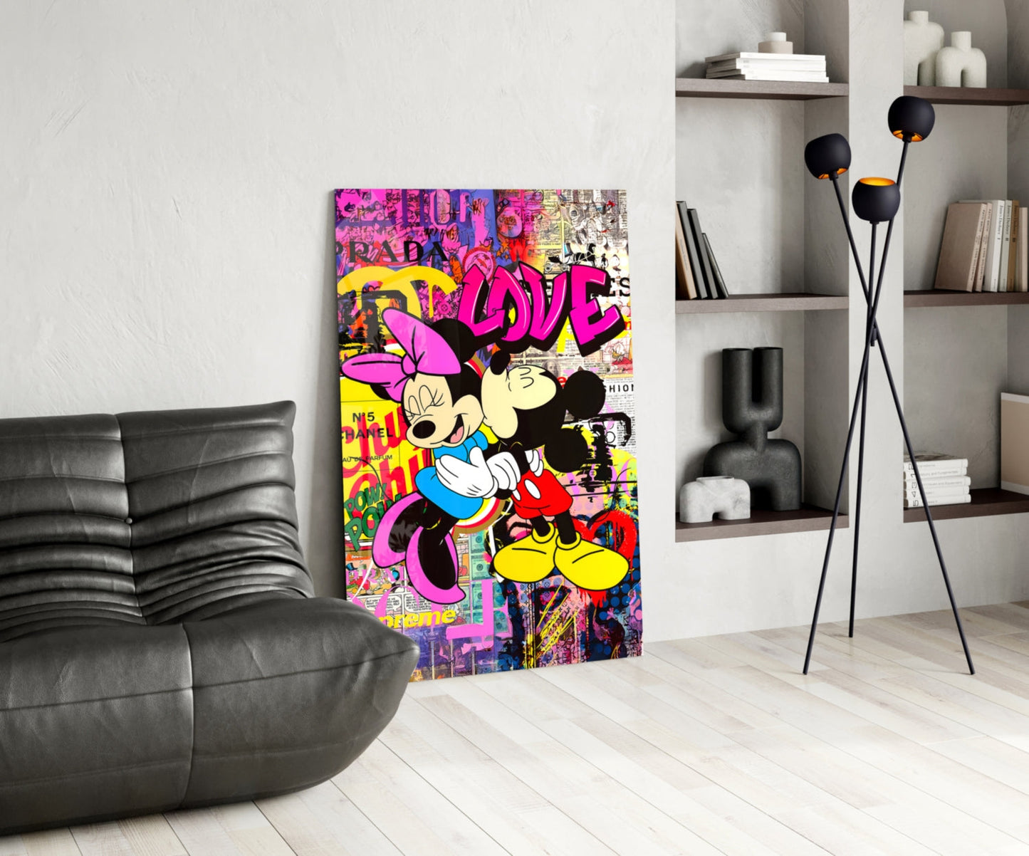 Mickey and Minnie: The Color of Love Glass Wall Art || Designer Collection