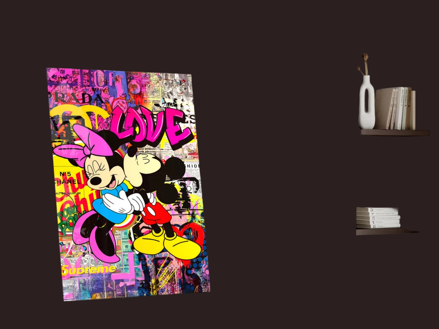 Mickey and Minnie: The Color of Love Glass Wall Art || Designer Collection