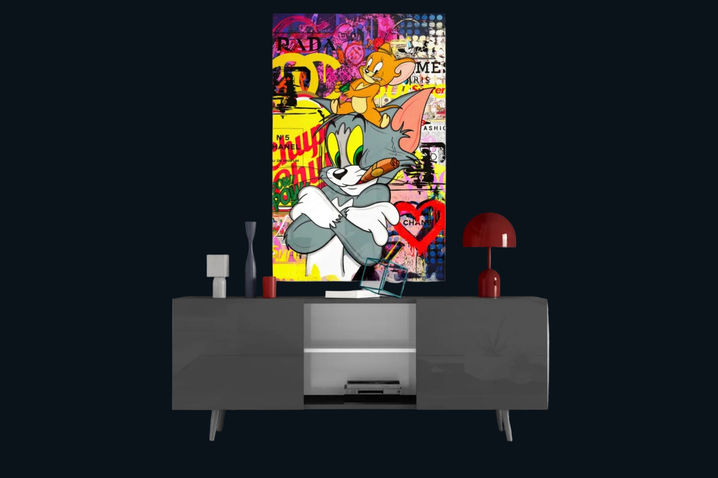 Tom and Jerry: Street Art Glass Wall Art || Designer Collection