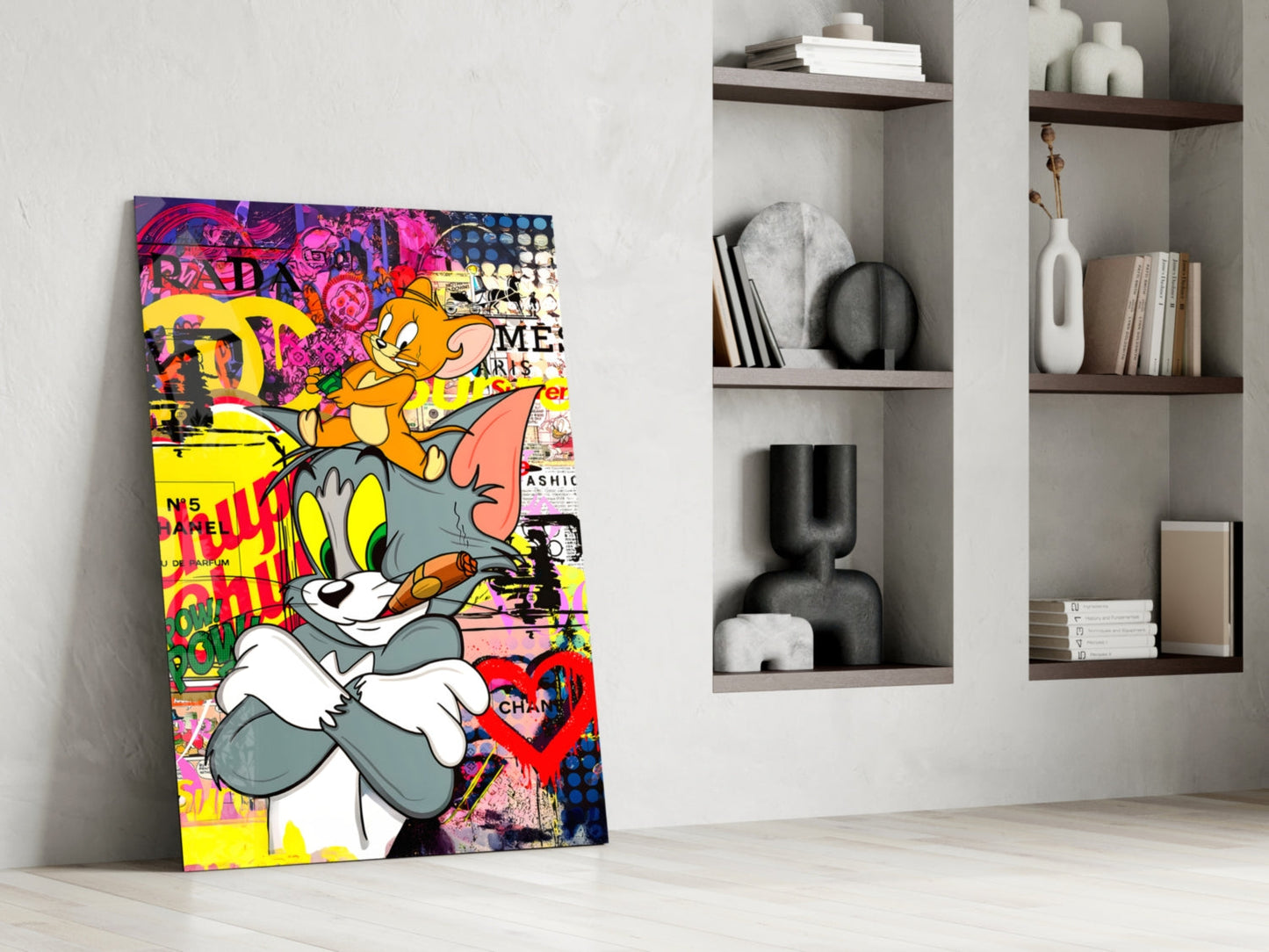 Tom and Jerry: Street Art Glass Wall Art || Designer Collection