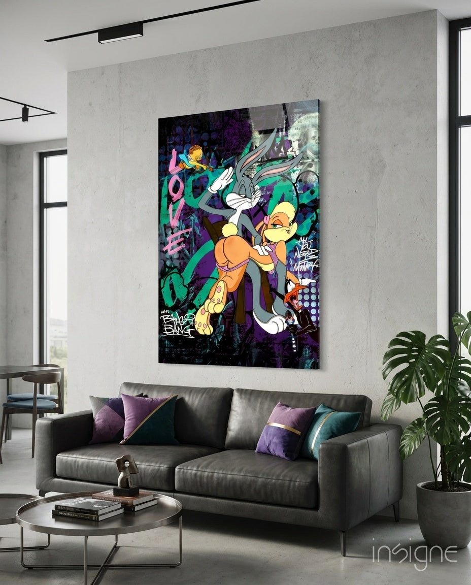 Bugs and Lola: Love (Glass Art)