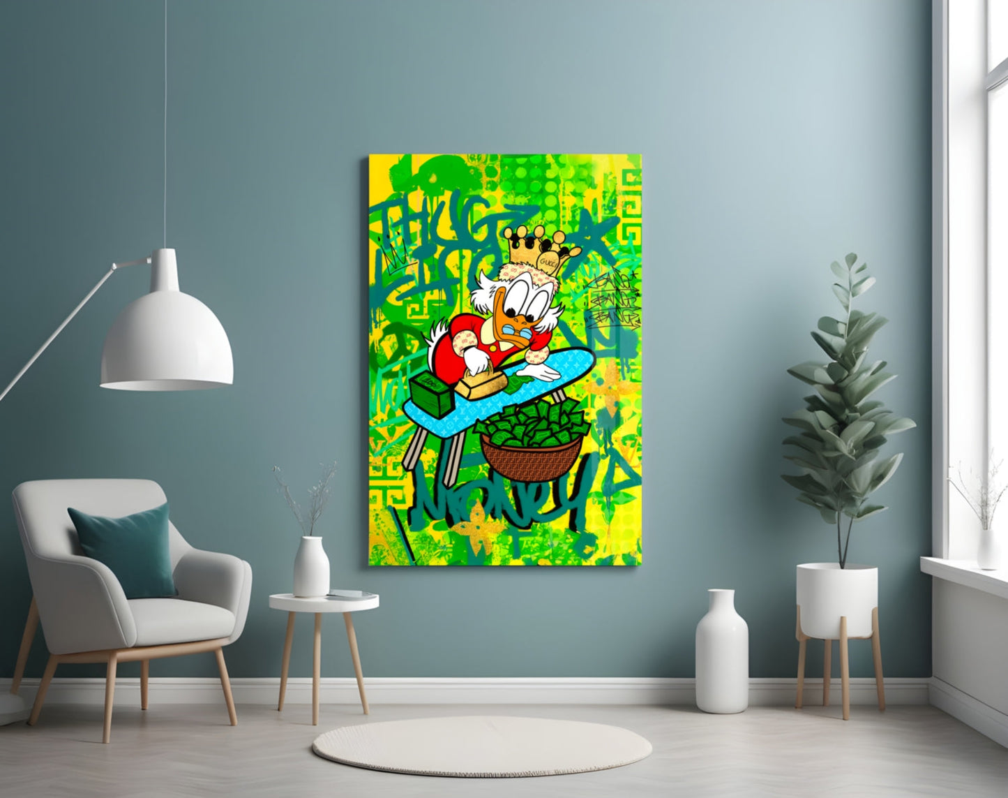 Scrooge McDuck: The Golden Throne Glass Wall Art || Designer Collection
