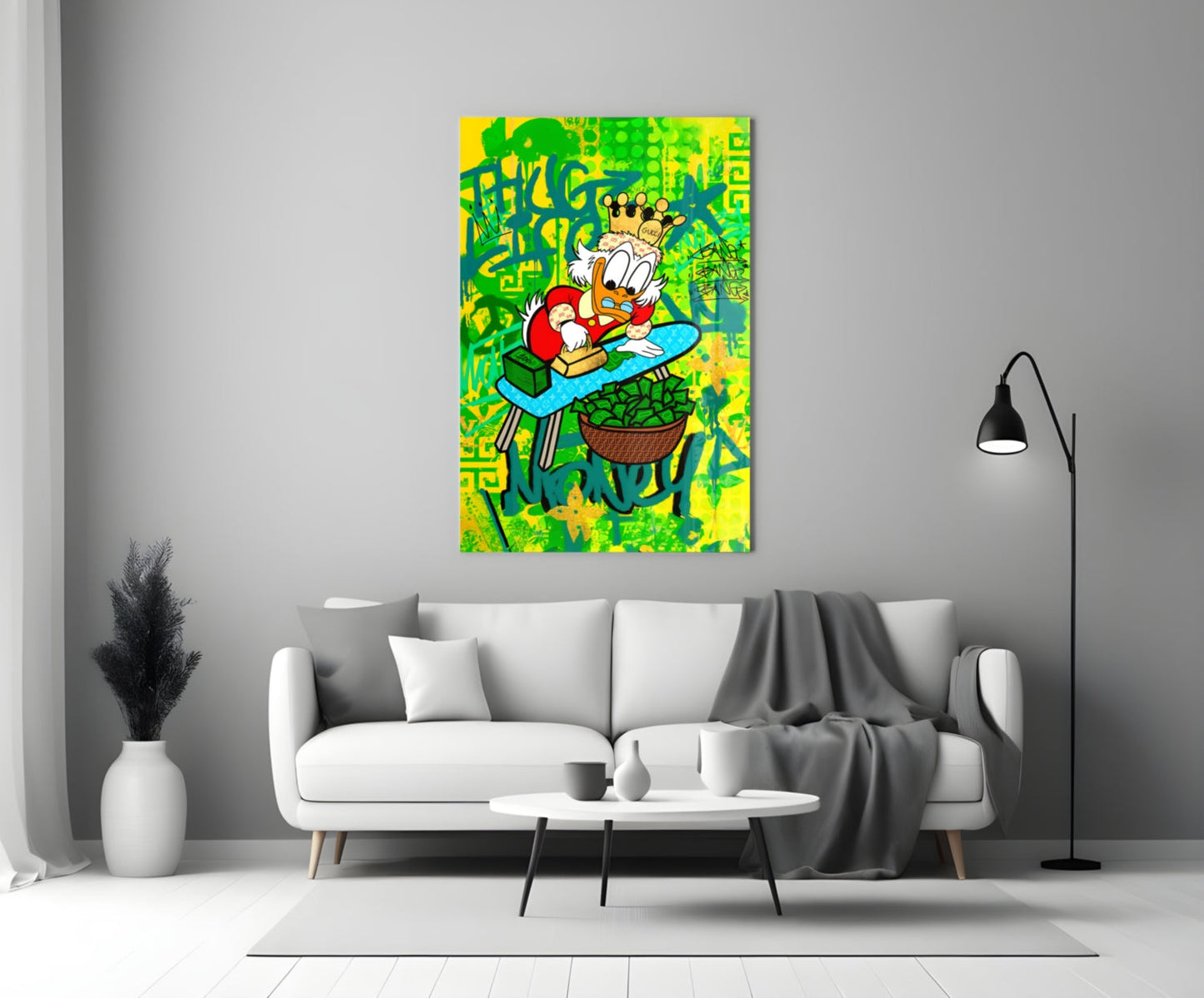 Scrooge McDuck: The Golden Throne Glass Wall Art || Designer Collection