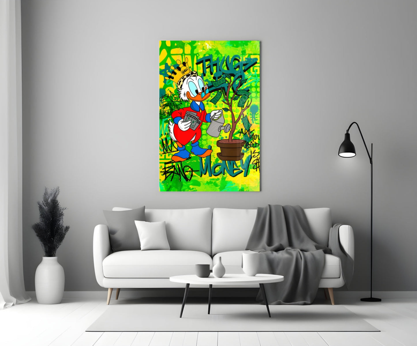 Scrooge McDuck: The Golden Throne Glass Wall Art || Designer Collection