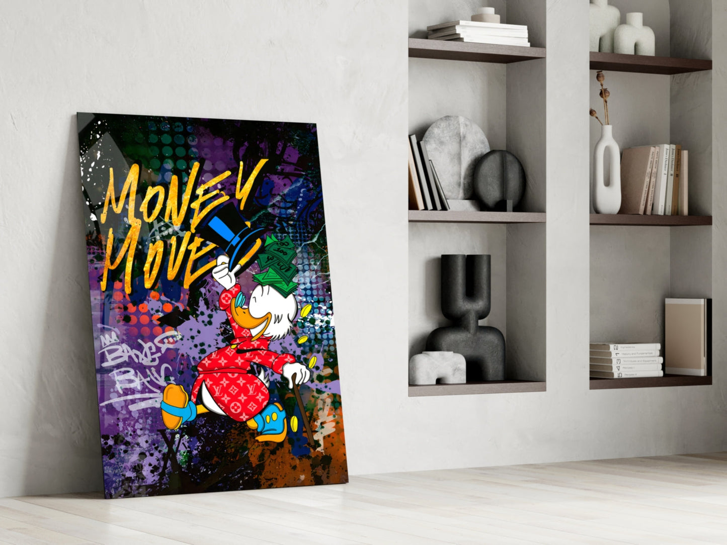 MONEY MOVE: Luxury Duck Glass Wall Art || Designer Collection