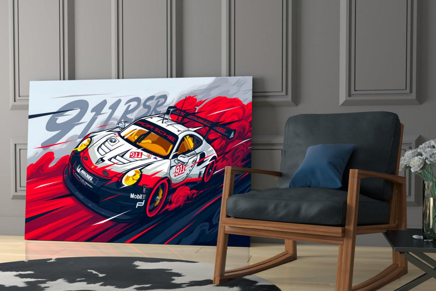 The Rhythm of the Track: Porsche 911 RSR Glass Wall Art || Designer Collection
