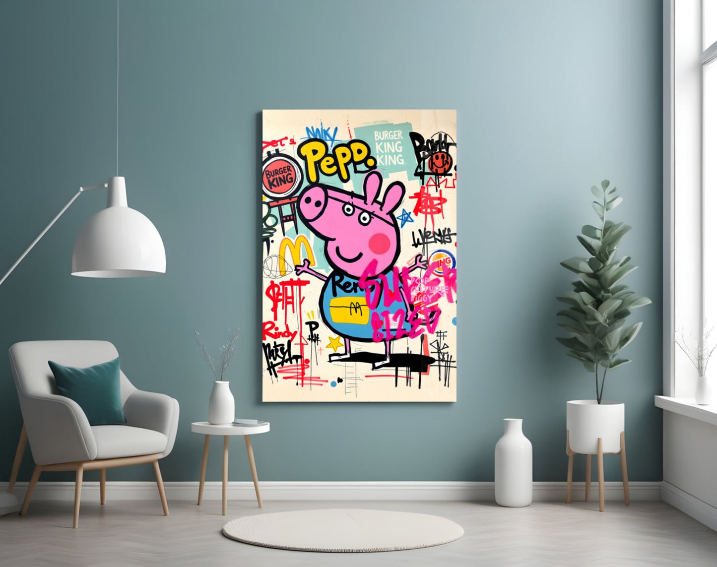 Urban Peppa Glass Wall Art || Designer Collection
