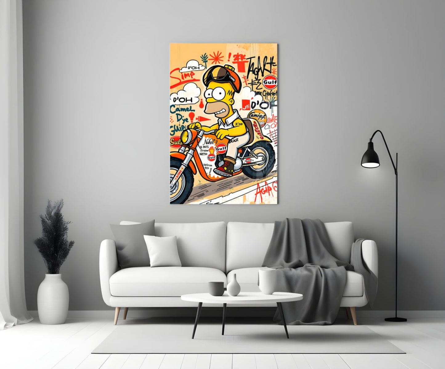 Biker Homer Gulf Style Glass Wall Art || Designer Collection