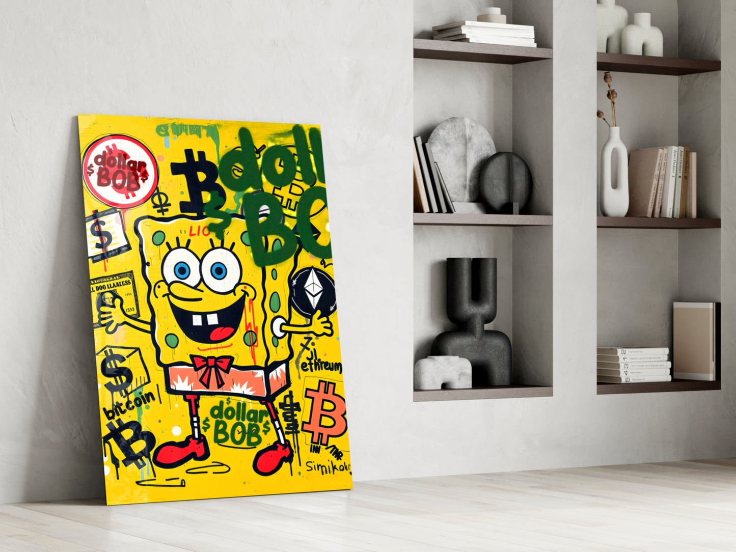 Crypto SpongeBob Glass Wall Art || Designer Collection