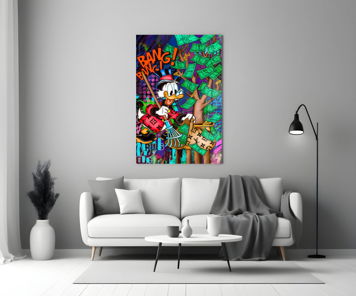 Scrooge's Cash Harvest Glass Wall Art || Designer Collection