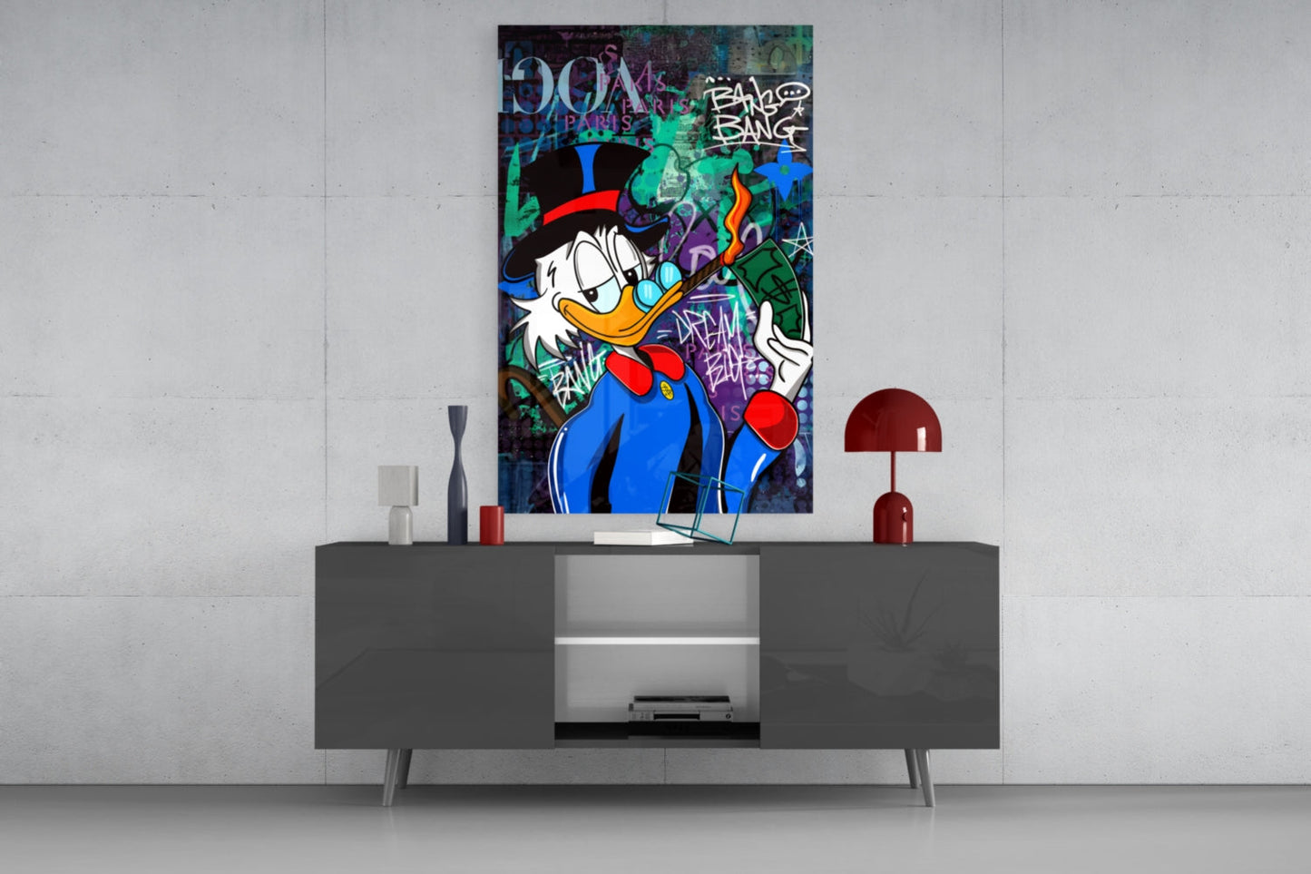 The Luxury Rebel Scrooge Glass Wall Art || Designer Collection