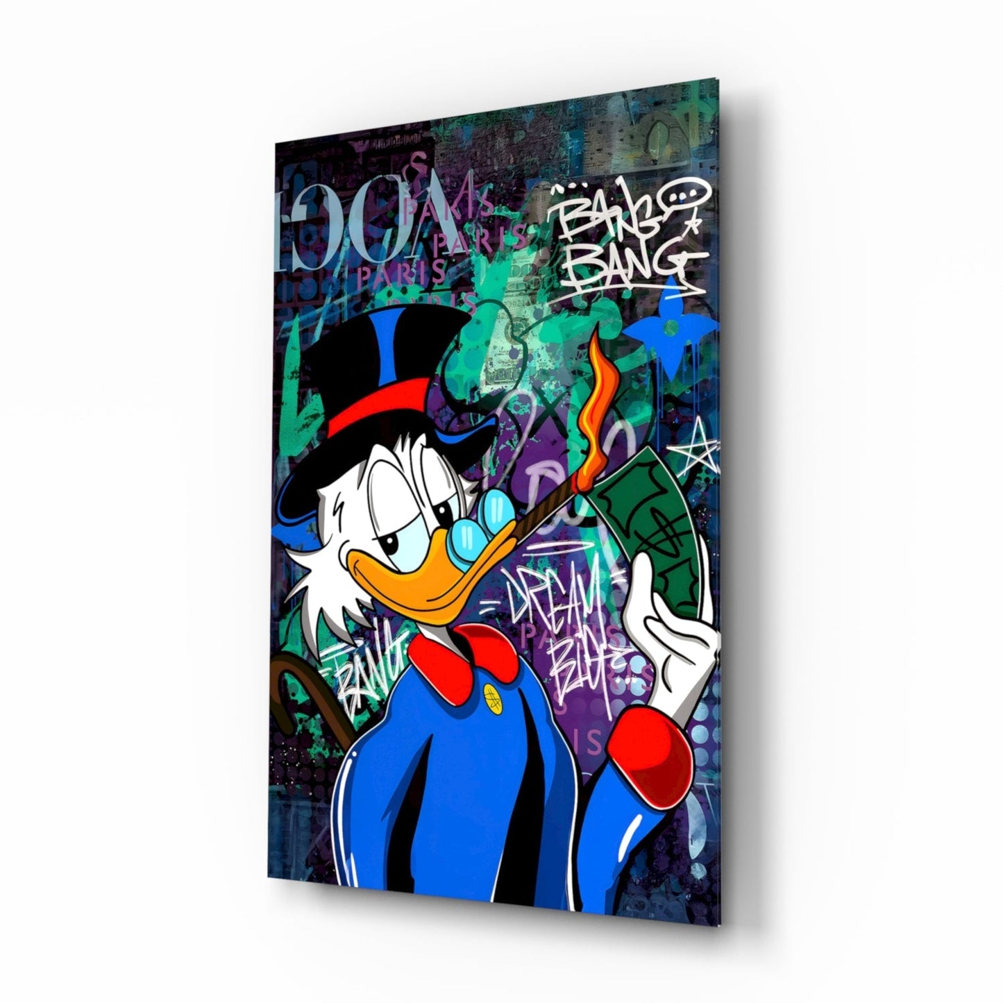 The Luxury Rebel Scrooge Glass Wall Art || Designer Collection