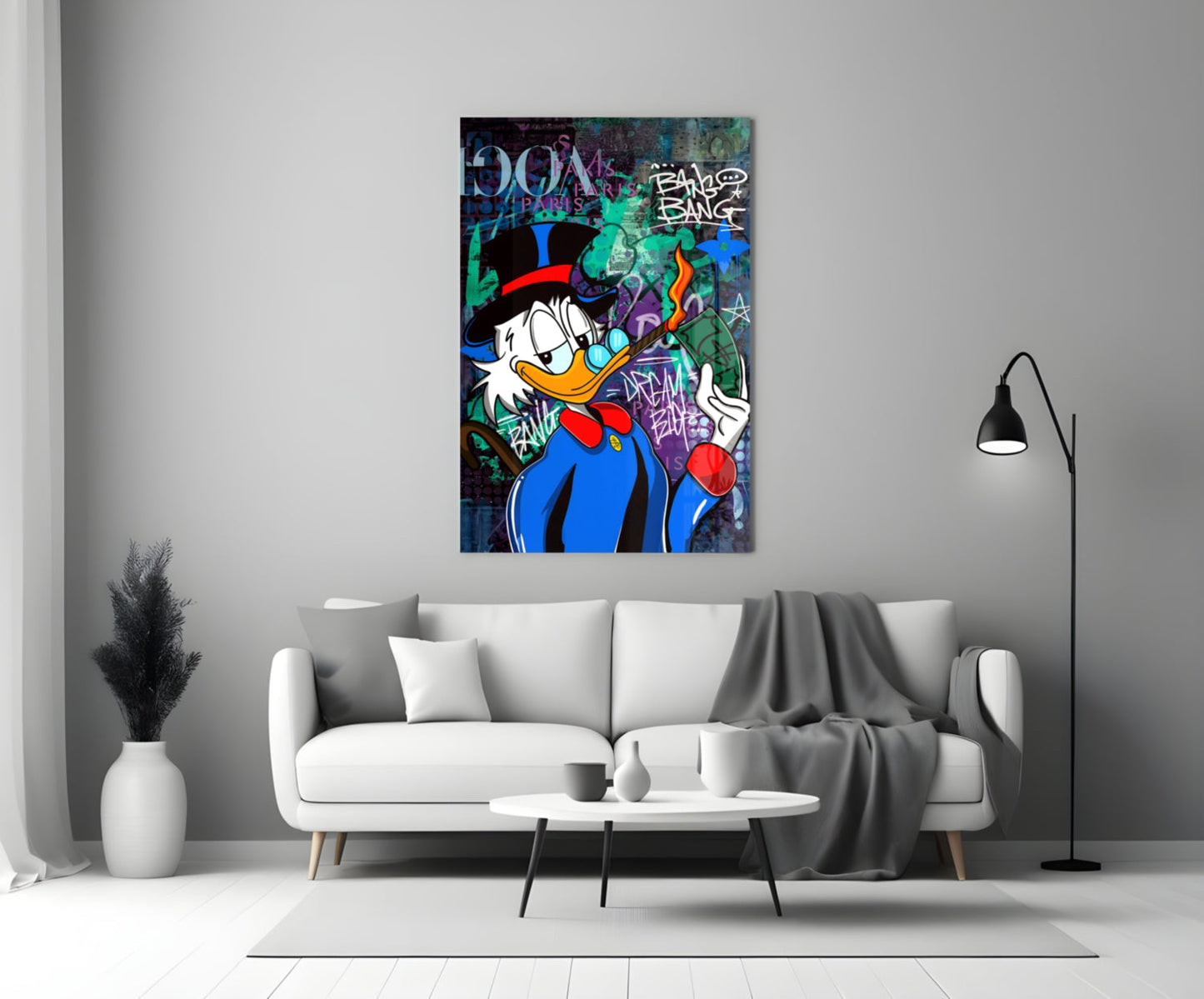 The Luxury Rebel Scrooge Glass Wall Art || Designer Collection