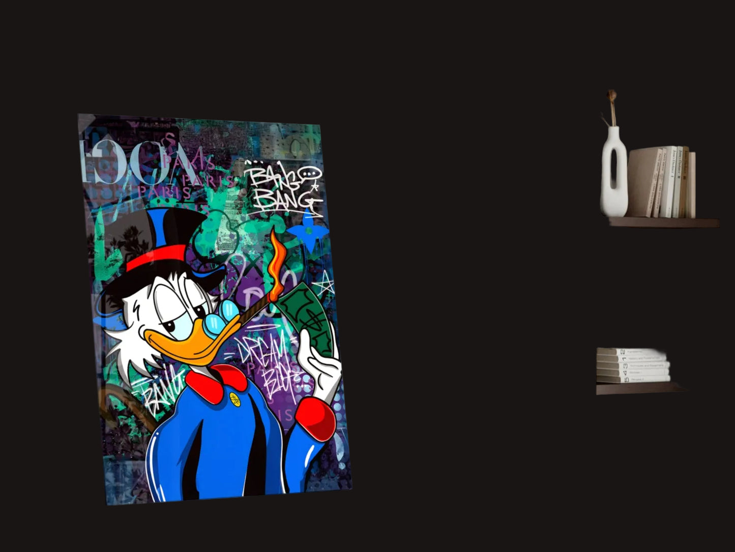 The Luxury Rebel Scrooge Glass Wall Art || Designer Collection